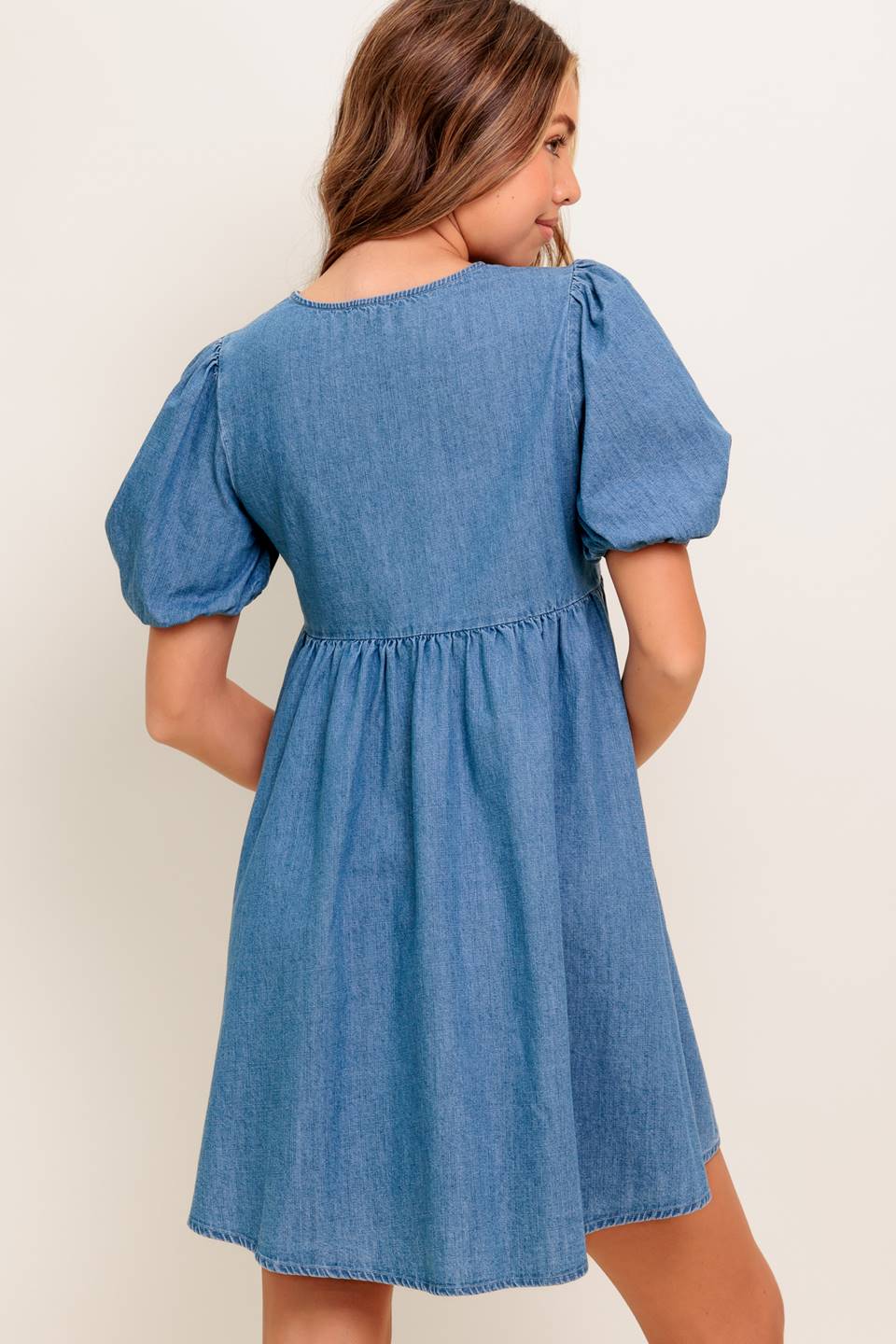 SUNSET GETAWAY DENIM MINI DRESS Flying Tomato